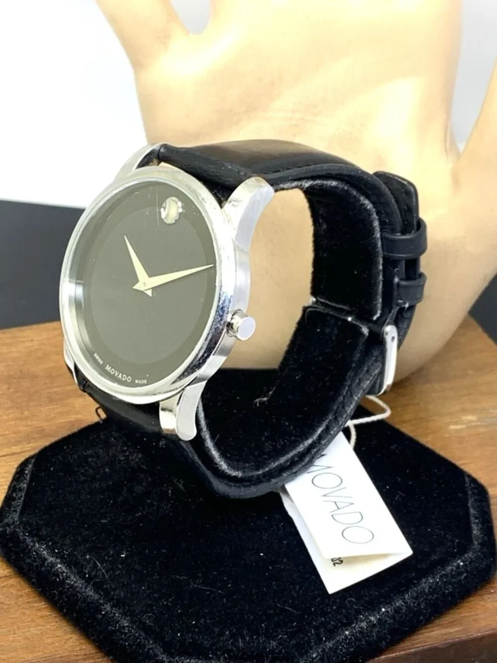 Movado Men's Watch 0606502 Museum Swiss Quartz Black Dial Leather Band 40mm